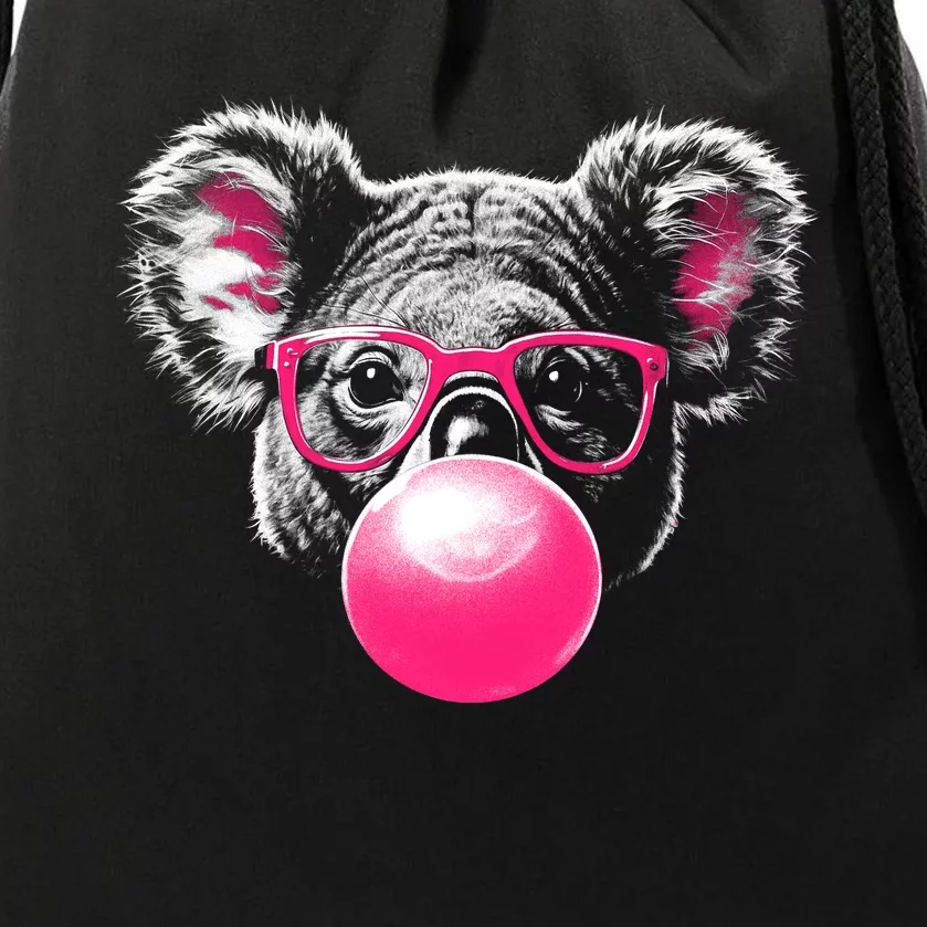 Koala Bear Blowing Bubblegum Drawstring Bag