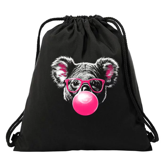 Koala Bear Blowing Bubblegum Drawstring Bag