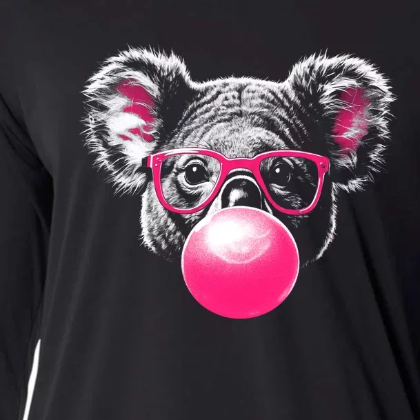 Koala Bear Blowing Bubblegum Cooling Performance Long Sleeve Crew