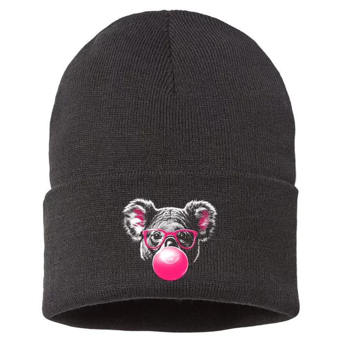 Koala Bear Blowing Bubblegum Sustainable Knit Beanie