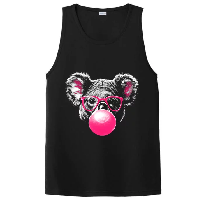 Koala Bear Blowing Bubblegum Performance Tank