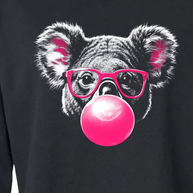 Koala Bear Blowing Bubblegum Cropped Pullover Crew