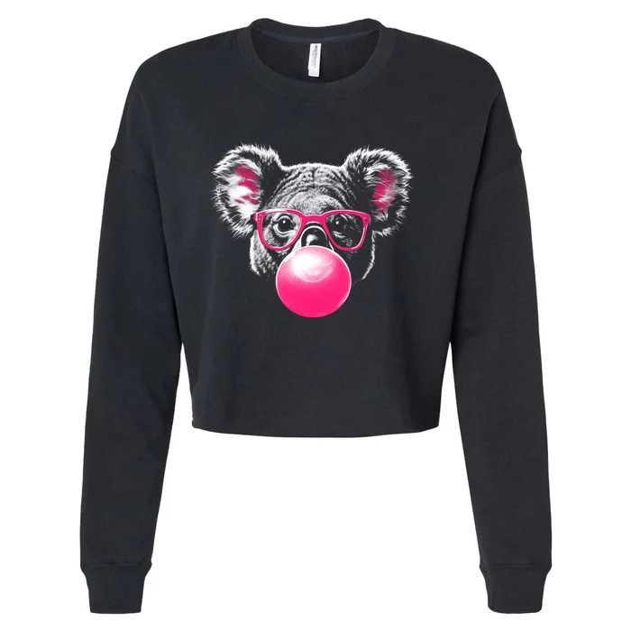 Koala Bear Blowing Bubblegum Cropped Pullover Crew