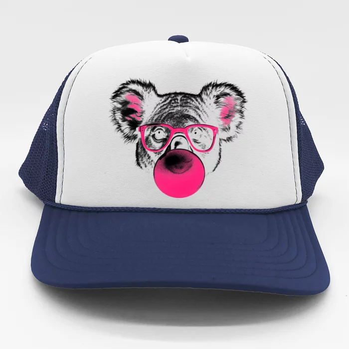 Koala Bear Blowing Bubblegum Trucker Hat