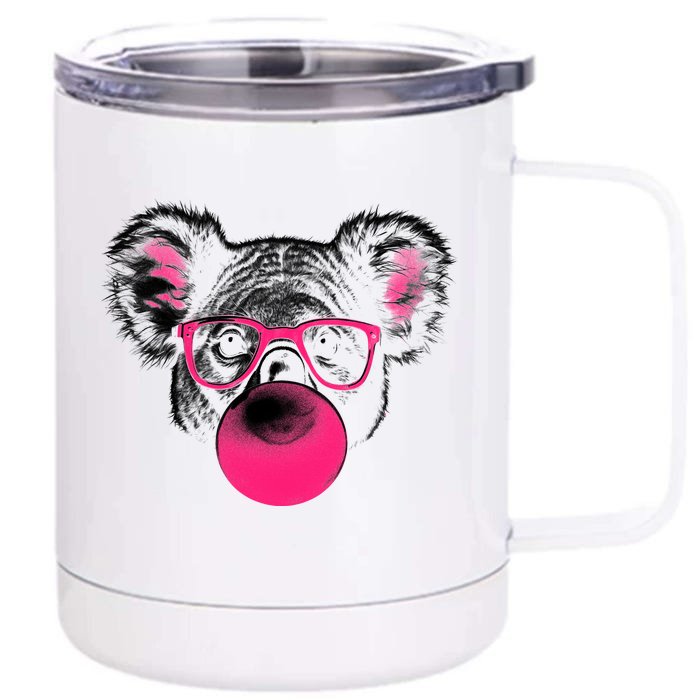 Koala Bear Blowing Bubblegum Front & Back 12oz Stainless Steel Tumbler Cup