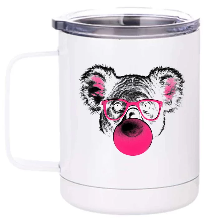 Koala Bear Blowing Bubblegum Front & Back 12oz Stainless Steel Tumbler Cup