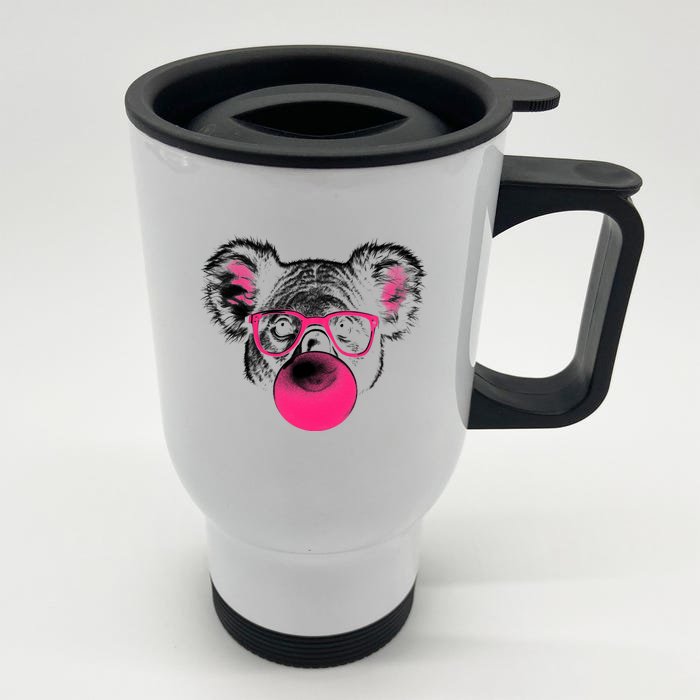 Koala Bear Blowing Bubblegum Front & Back Stainless Steel Travel Mug