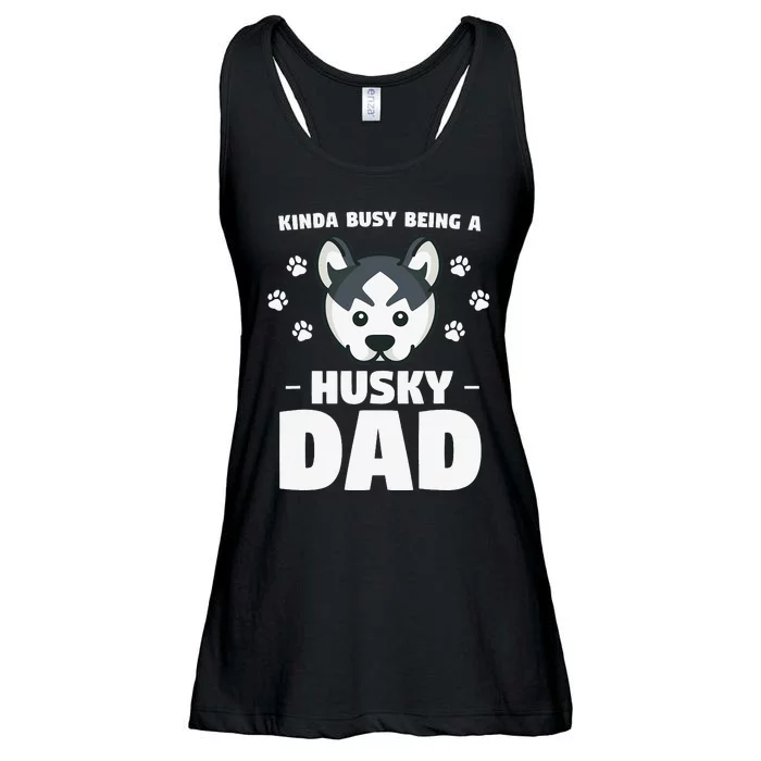 Kinda Busy Being A Husky Dad Siberian Huskies Ladies Essential Flowy Tank