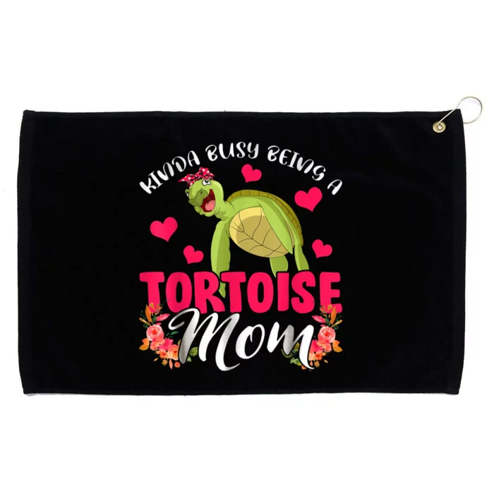 Kinda Busy Being A Tortoise Mom Funny Floral Tortoise Lover Grommeted Golf Towel