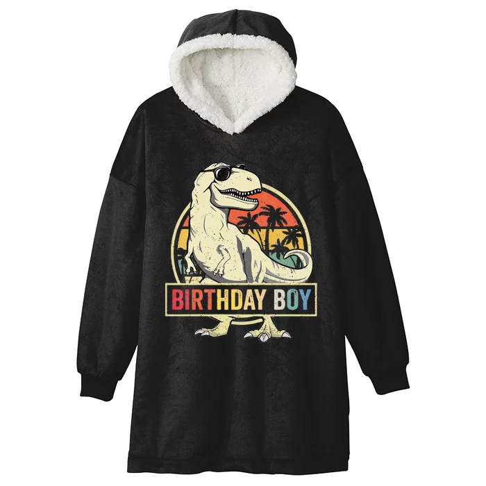 Kids Birthday Boy Dino T Rex Dinosaur Matching Family Hooded Wearable Blanket