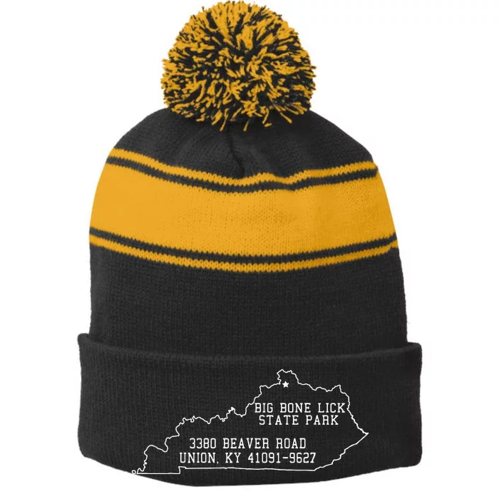 Kentucky Big Bone Lick State Park Stripe Pom Pom Beanie