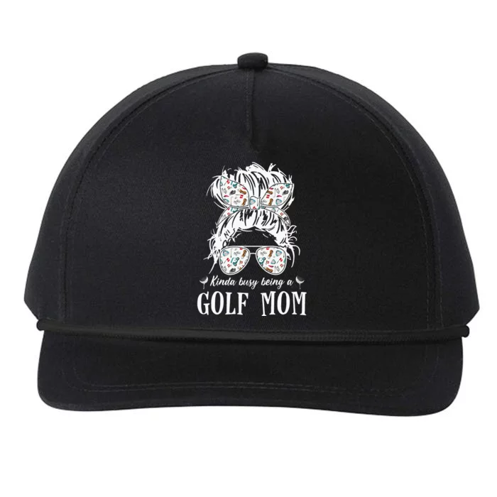 Kinda busy being a golf mom messy hair in bun Snapback Five-Panel Rope Hat