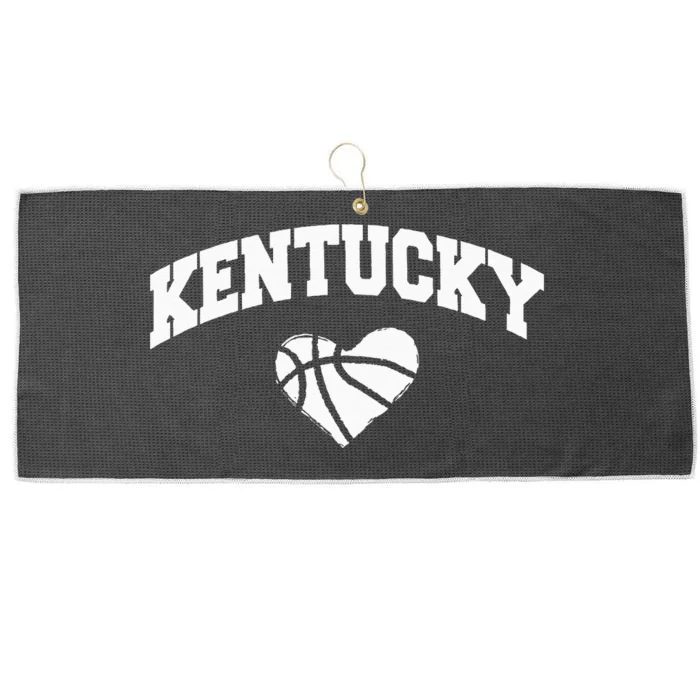 Kentucky Blue Basketball Heart Design Large Microfiber Waffle Golf Towel