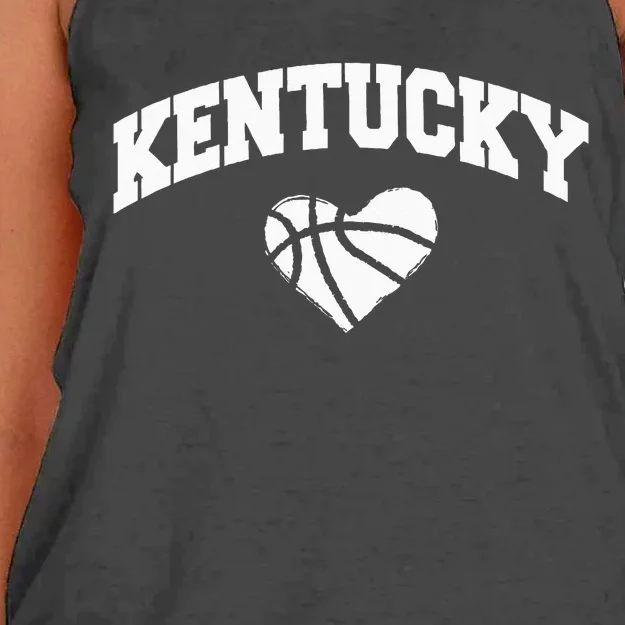 Kentucky Blue Basketball Heart Design Women's Knotted Racerback Tank