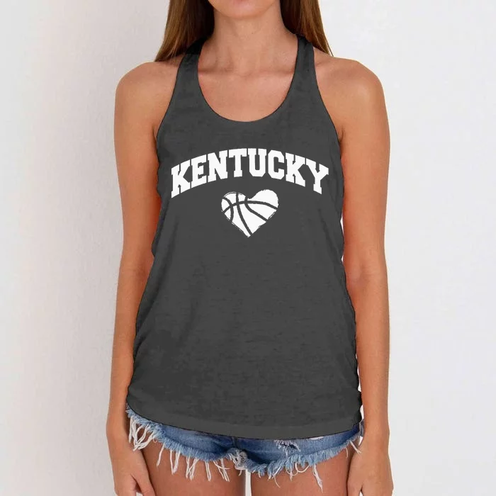 Kentucky Blue Basketball Heart Design Women's Knotted Racerback Tank