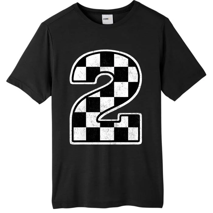 Kids Birthday Boy 2 Two Race Car 2nd Birthday Racing Car Flag ChromaSoft Performance T-Shirt