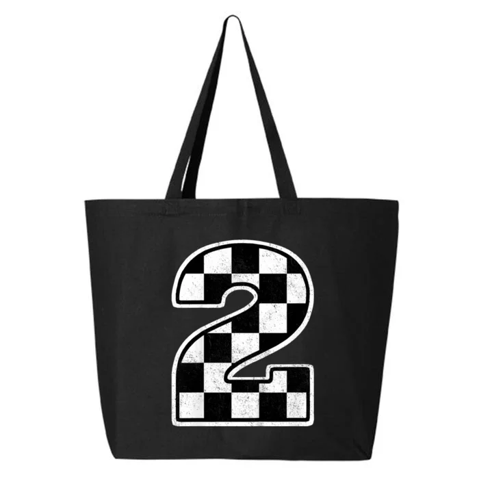 Kids Birthday Boy 2 Two Race Car 2nd Birthday Racing Car Flag 25L Jumbo Tote