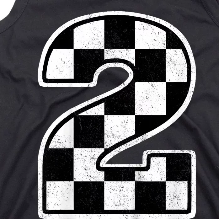 Kids Birthday Boy 2 Two Race Car 2nd Birthday Racing Car Flag Tank Top