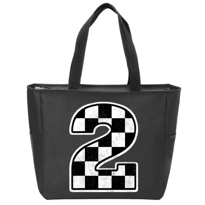 Kids Birthday Boy 2 Two Race Car 2nd Birthday Racing Car Flag Zip Tote Bag