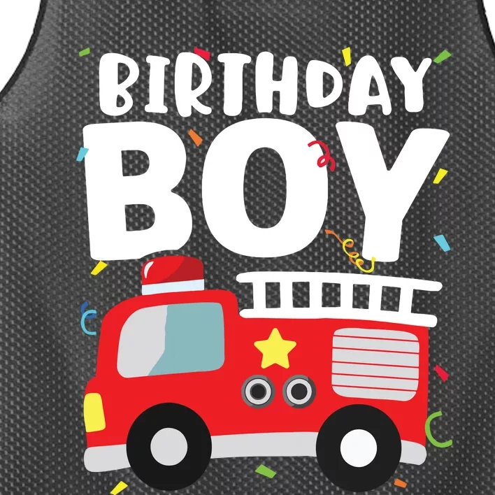 Kids Birthday Boy Fire Truck Party Firefighter Theme Mesh Reversible Basketball Jersey Tank