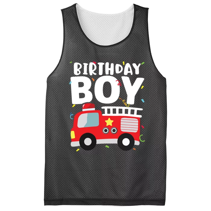 Kids Birthday Boy Fire Truck Party Firefighter Theme Mesh Reversible Basketball Jersey Tank