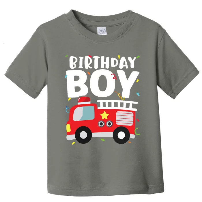 Kids Birthday Boy Fire Truck Party Firefighter Theme Toddler T-Shirt