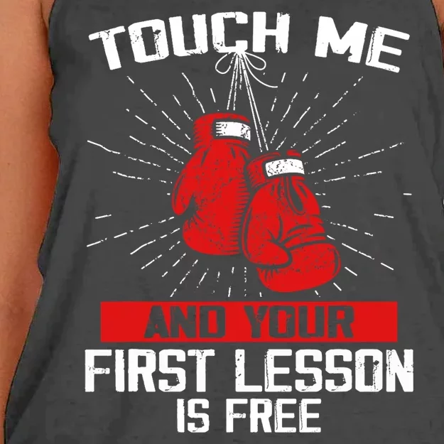 Kick Boxer Boxing Coach Funny Kick Boxing Lover Saying Women's Knotted Racerback Tank