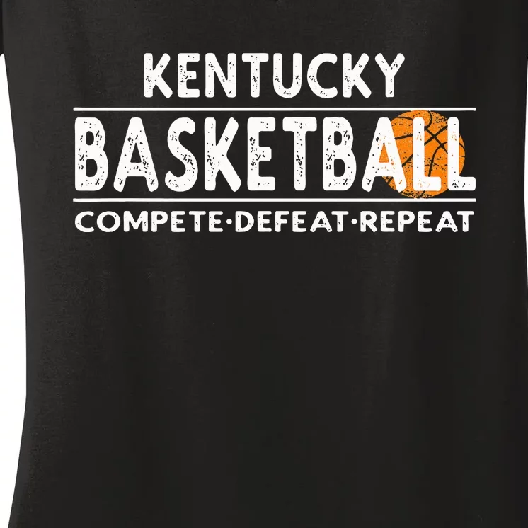 Kentucky Basketball Compete Defeat Repeat Women's V-Neck T-Shirt