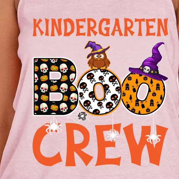 Kindergarten Boo Crew Kinder Spooky Halloween Teacher Meaningful Gift Women's Knotted Racerback Tank