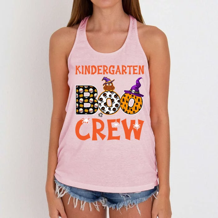 Kindergarten Boo Crew Kinder Spooky Halloween Teacher Meaningful Gift Women's Knotted Racerback Tank