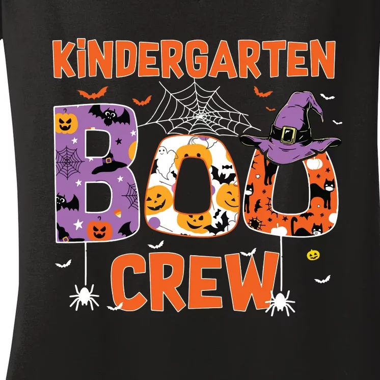 Kindergarten Boo Crew Teachers Students Halloween Costume Women's V-Neck T-Shirt