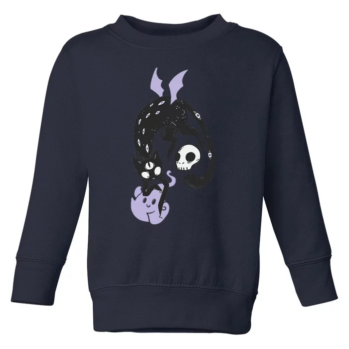 Kawaii Black Cat Art Pastel Goth Designs Toddler Sweatshirt