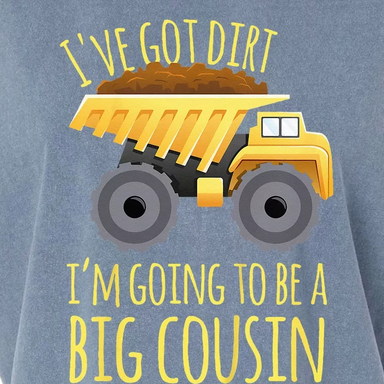 Kids Big Cousin Digger Construction Design For Pregnancy Reveal Garment-Dyed Women's Muscle Tee