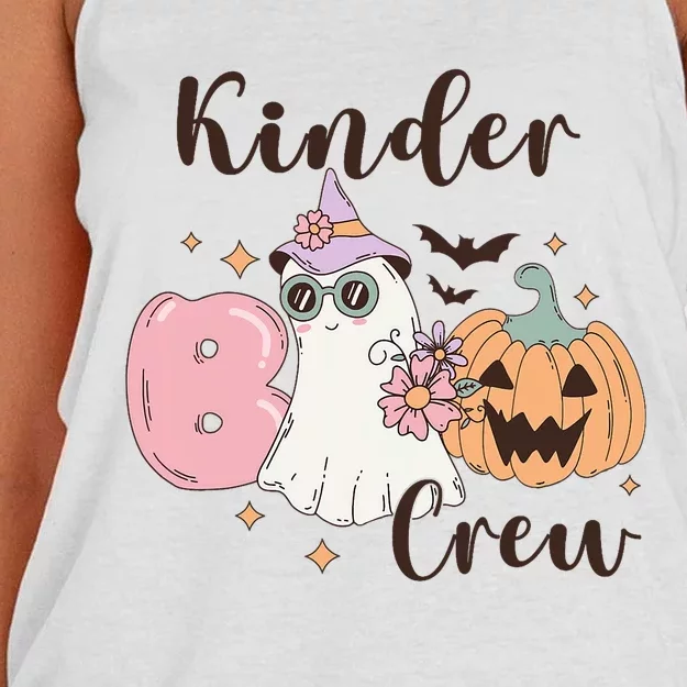 Kinder Boo Crew Kindergarten Boo Crew Kindergarten Halloween Women's Knotted Racerback Tank