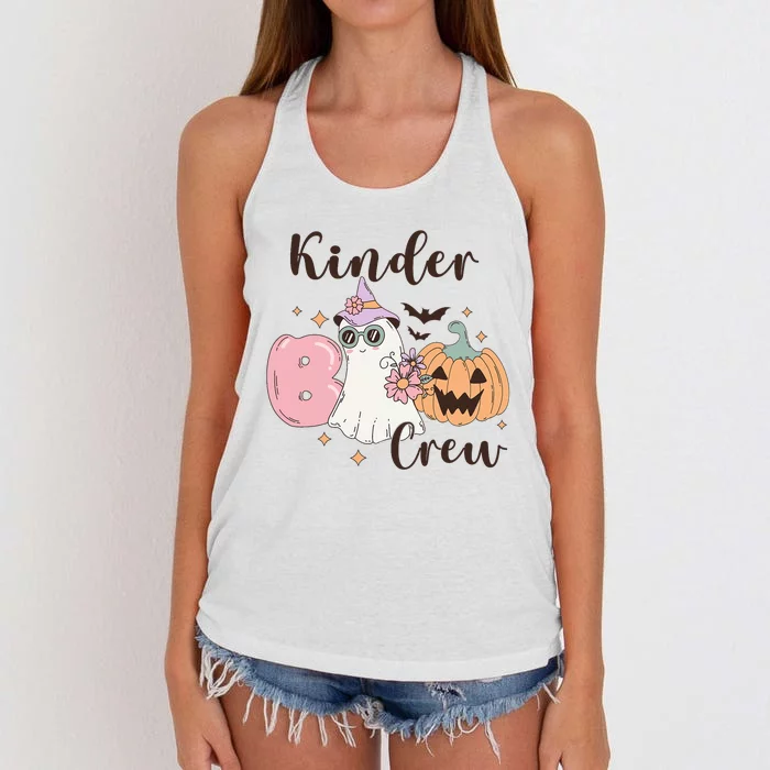 Kinder Boo Crew Kindergarten Boo Crew Kindergarten Halloween Women's Knotted Racerback Tank