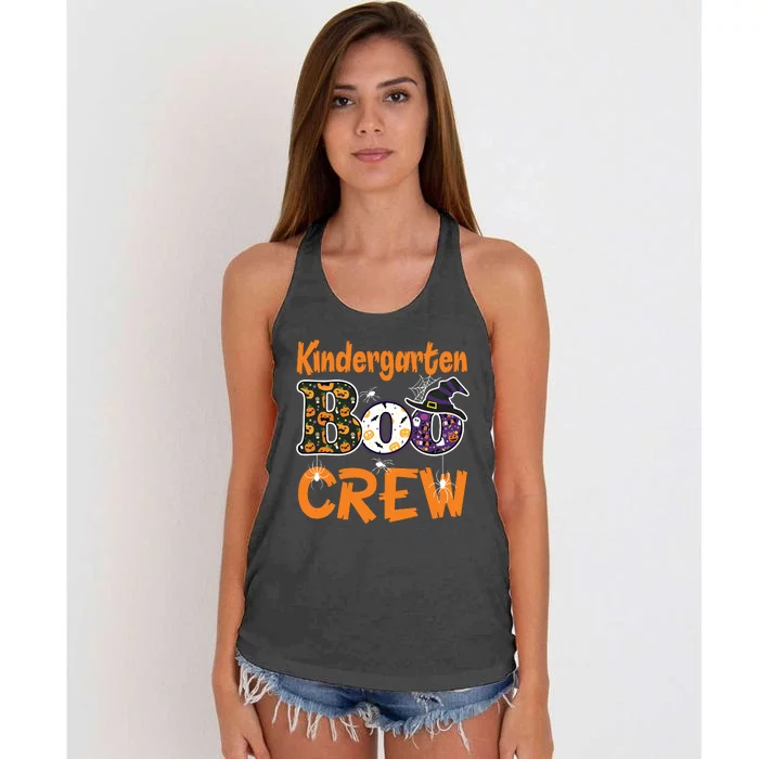 Kindergarten Boo Crew Teachers Students Halloween Costume Women's Knotted Racerback Tank