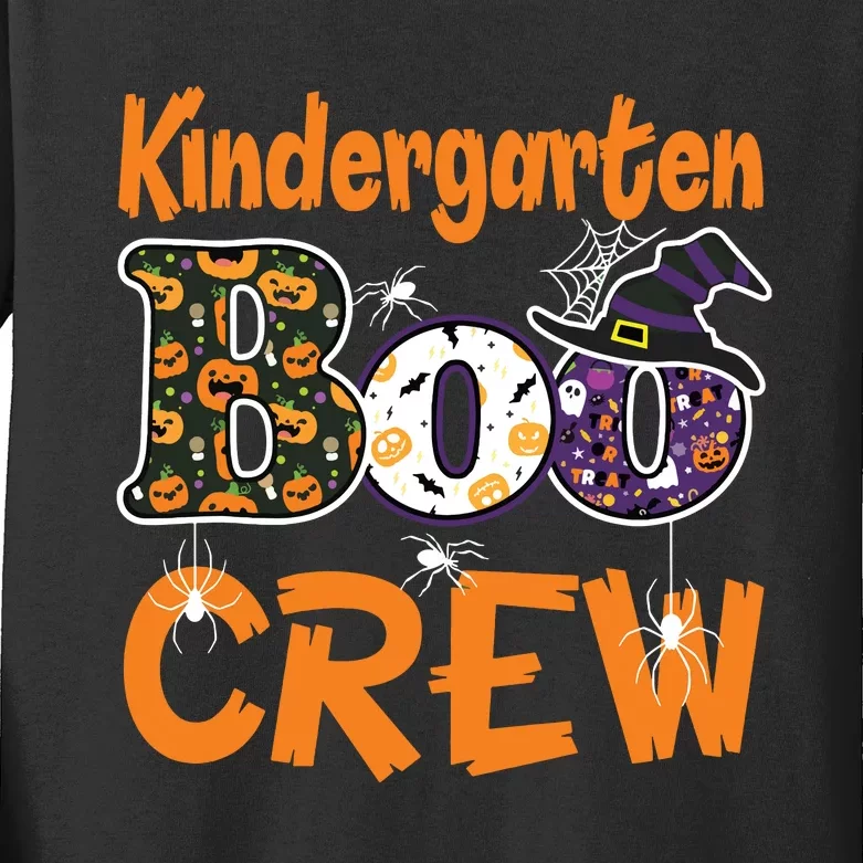 Kindergarten Boo Crew Teachers Students Halloween Costume Kids Long Sleeve Shirt