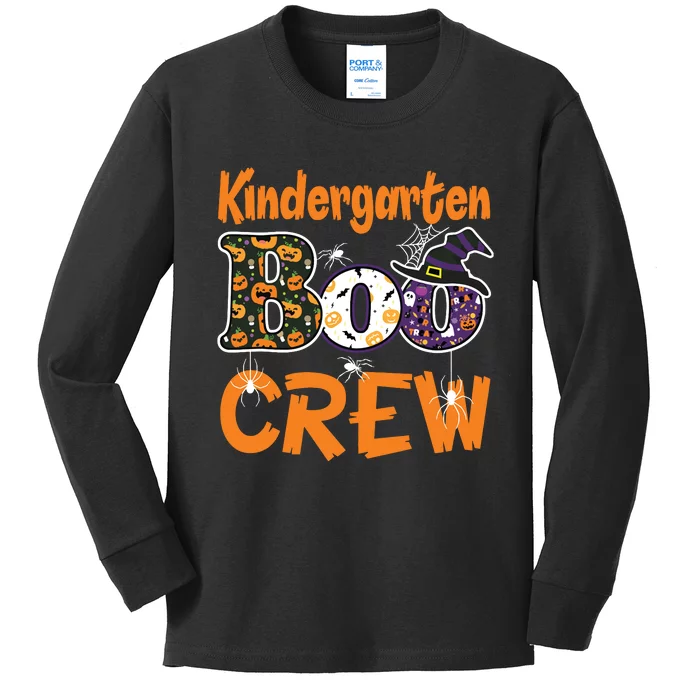 Kindergarten Boo Crew Teachers Students Halloween Costume Kids Long Sleeve Shirt