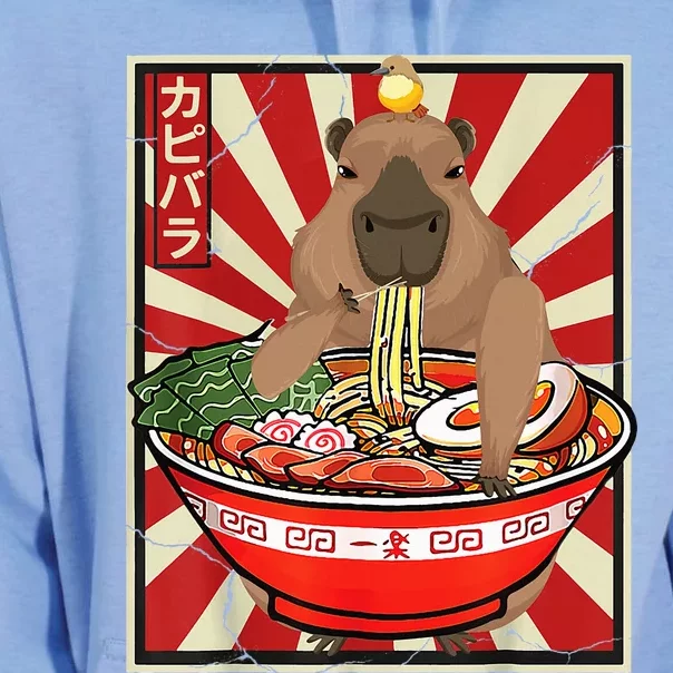 Kawaii bird Capybara Eating Ra Noodles Anime Japanese Unisex Surf Hoodie