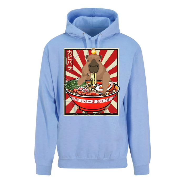 Kawaii bird Capybara Eating Ra Noodles Anime Japanese Unisex Surf Hoodie