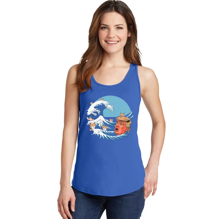 Kamala Blue Cat Wave Trump Ladies Essential Tank