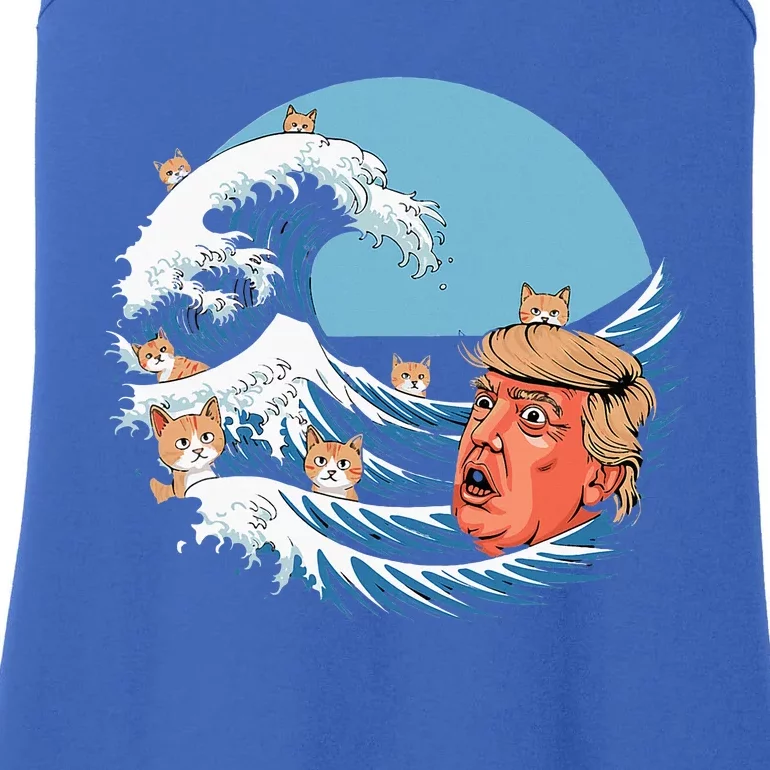 Kamala Blue Cat Wave Trump Ladies Essential Tank