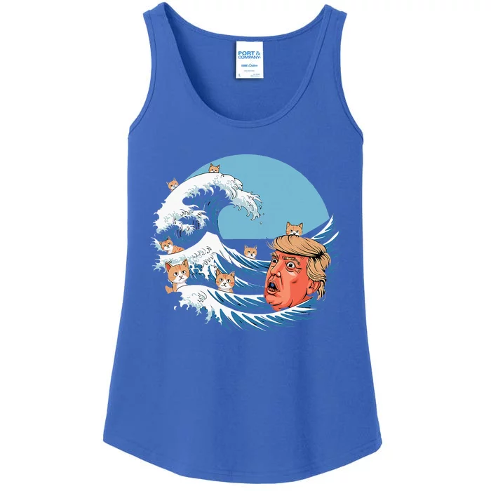 Kamala Blue Cat Wave Trump Ladies Essential Tank