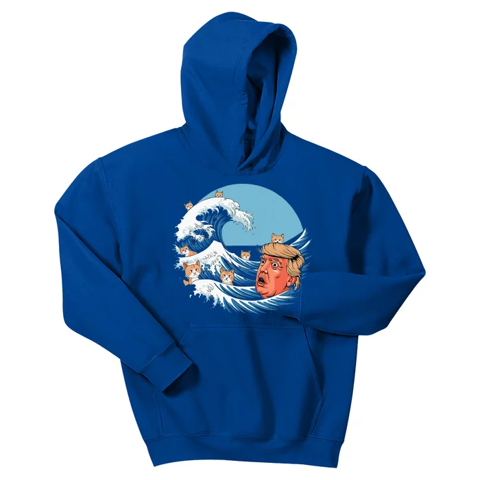 Kamala Blue Cat Wave Trump Kids Hoodie