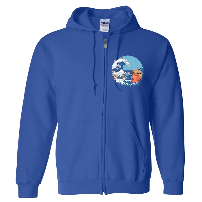 Kamala Blue Cat Wave Trump Full Zip Hoodie