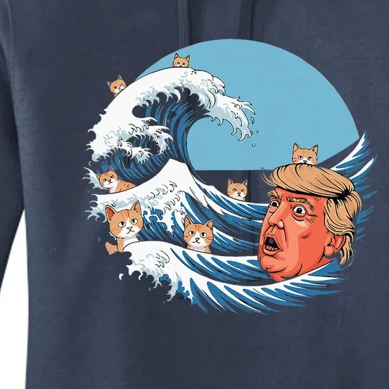 Kamala Blue Cat Wave Trump Women's Pullover Hoodie