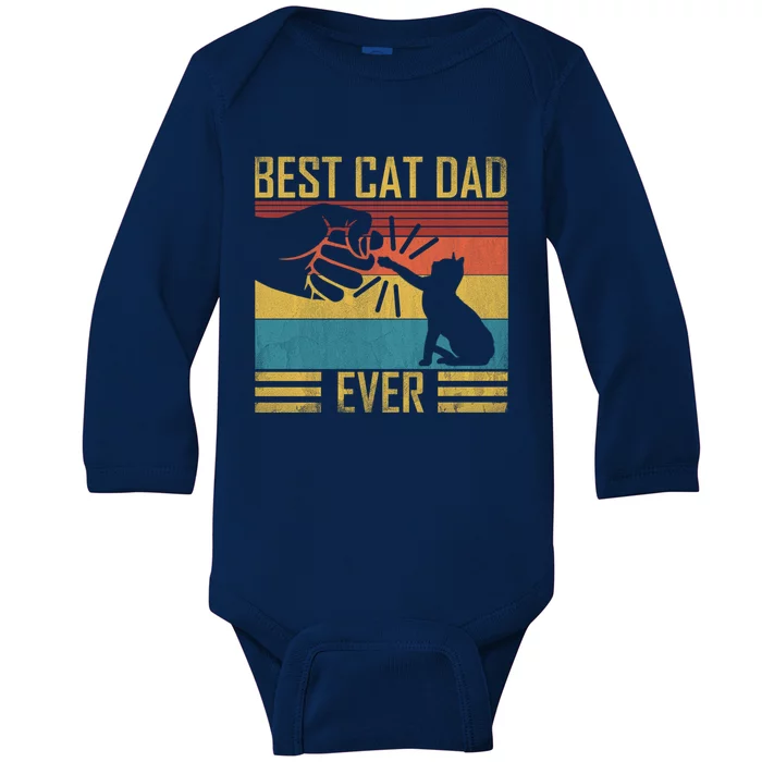 Katzenpapa Best Cat Dad Ever Cat Motif Vintage Gift Cool Gift Baby Long Sleeve Bodysuit