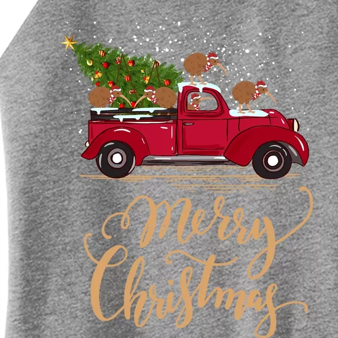 Kiwi Bird Driving Christmas Tree Truck Kiwi Christmas Gift Women’s Perfect Tri Rocker Tank