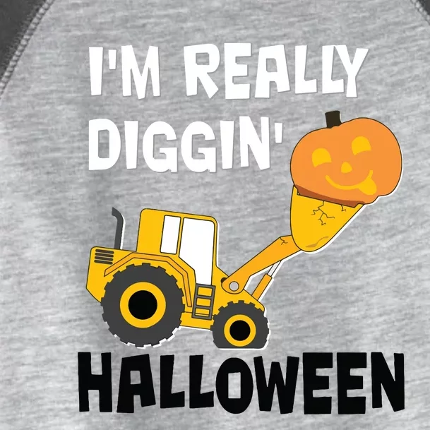 Kids Boy Diggin Halloween Shirts Pumpkin Face It Tractor Toddler Fine Jersey T-Shirt