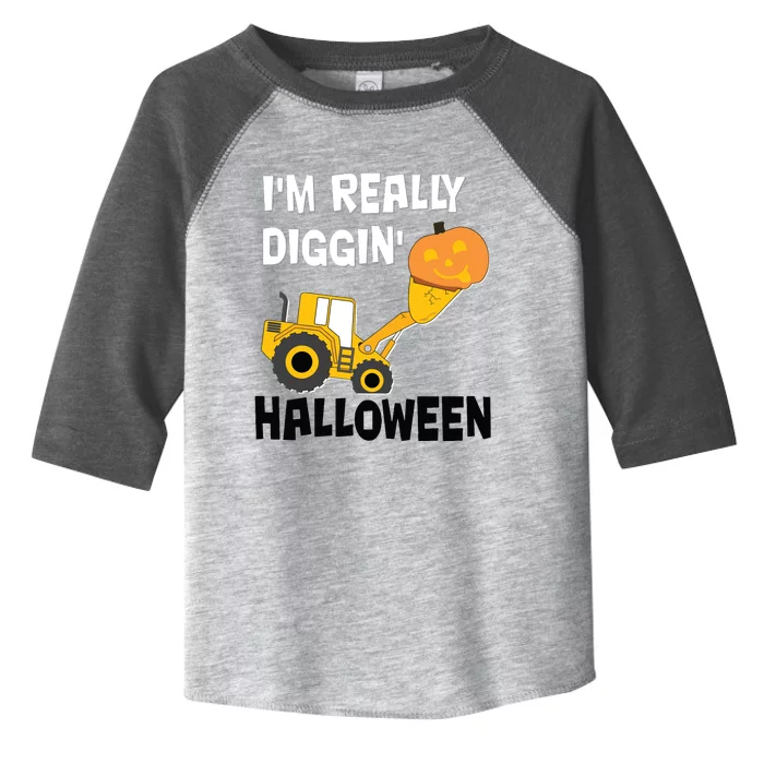 Kids Boy Diggin Halloween Shirts Pumpkin Face It Tractor Toddler Fine Jersey T-Shirt